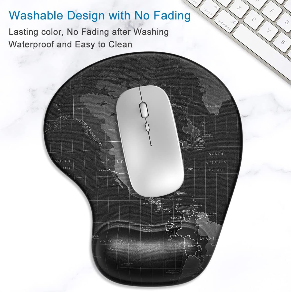 Ergonomic Mouse Pad with Gel Wrist Support - Smooth Surface Non-Slip PU Base Comfortable - Pain Relief - 8.7 X 7.2 Inches