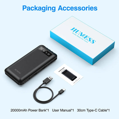  Power Bank Portable Charger with Cables Compatible for iPhone & Android Cell Phone - 20000Mah