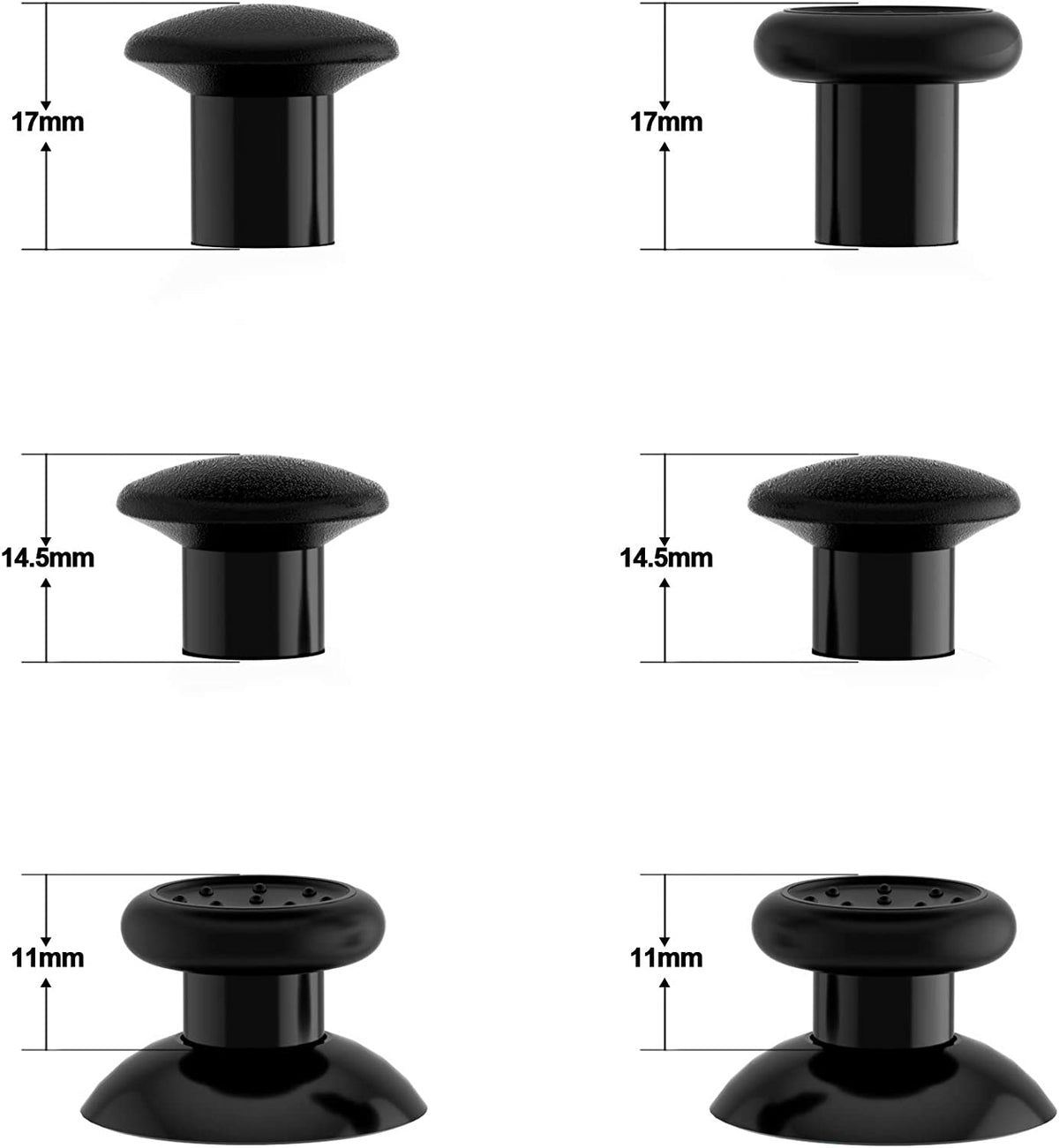 Thumbstick for Xbox Controller - Improve Comfort - Black 3 Height Domed & Concave Grips - Adjustable Joystick for Xbox Series X/S & Xbox One S/X/Elite
