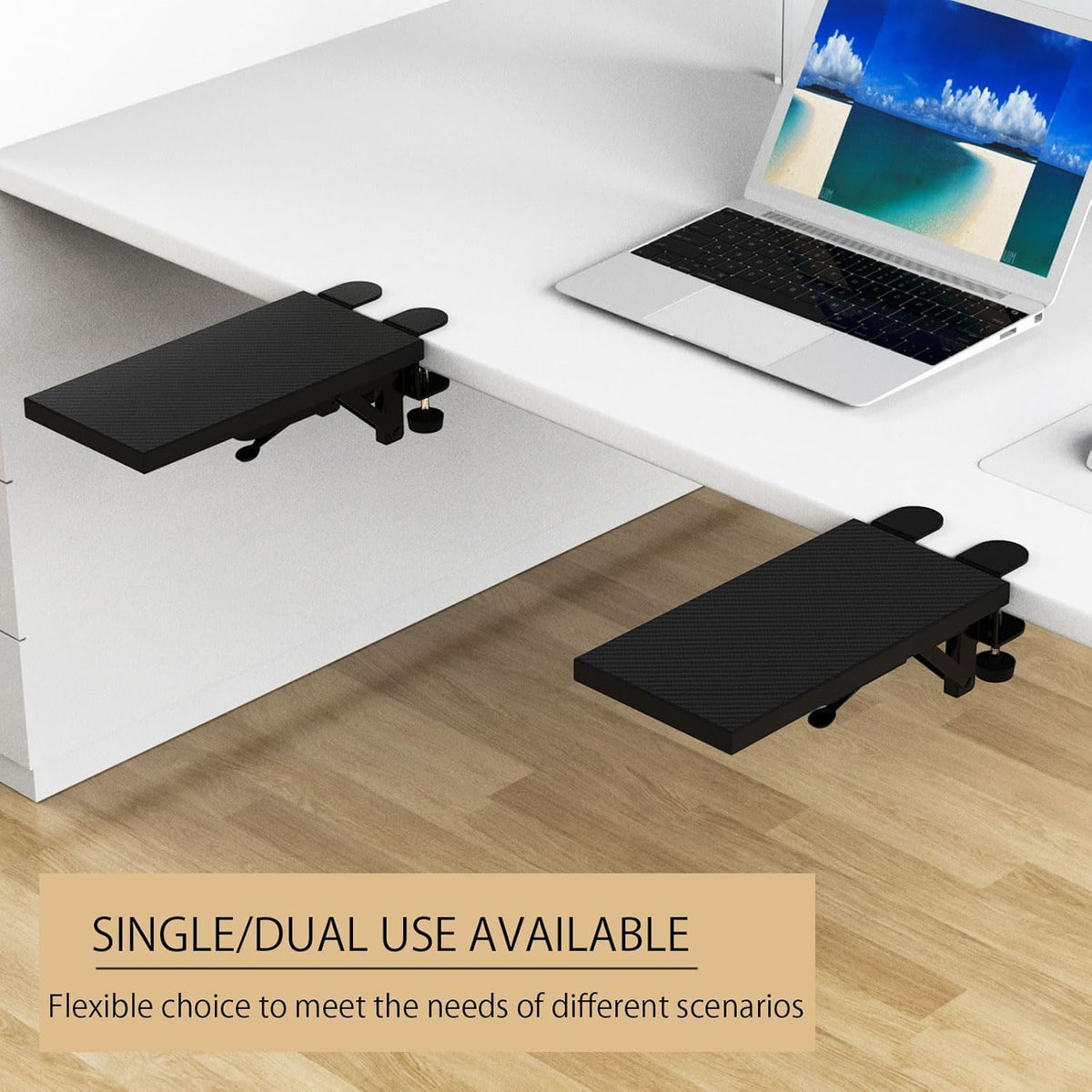  Desk Extension Tray - 30 X 15 Cm - Clamp without Perforation - Foldable Keyboard Drawer Tray - Wrist Rest - Computer Stand 