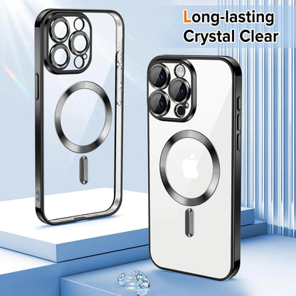 Magnetic Clear Case Compatible with iPhone 15 Pro Max - Flexible Fashion Cover - Black