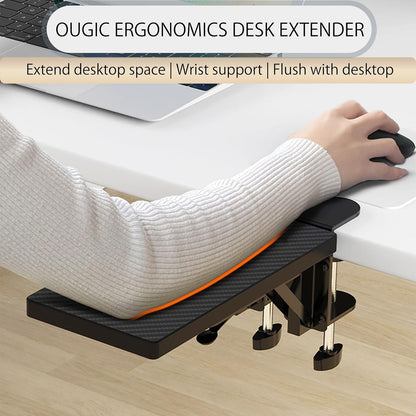  Desk Extension Tray - 30 X 15 Cm - Clamp without Perforation - Foldable Keyboard Drawer Tray - Wrist Rest - Computer Stand 