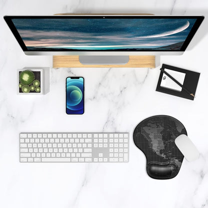 Ergonomic Mouse Pad with Gel Wrist Support - Smooth Surface Non-Slip PU Base Comfortable - Pain Relief - 8.7 X 7.2 Inches