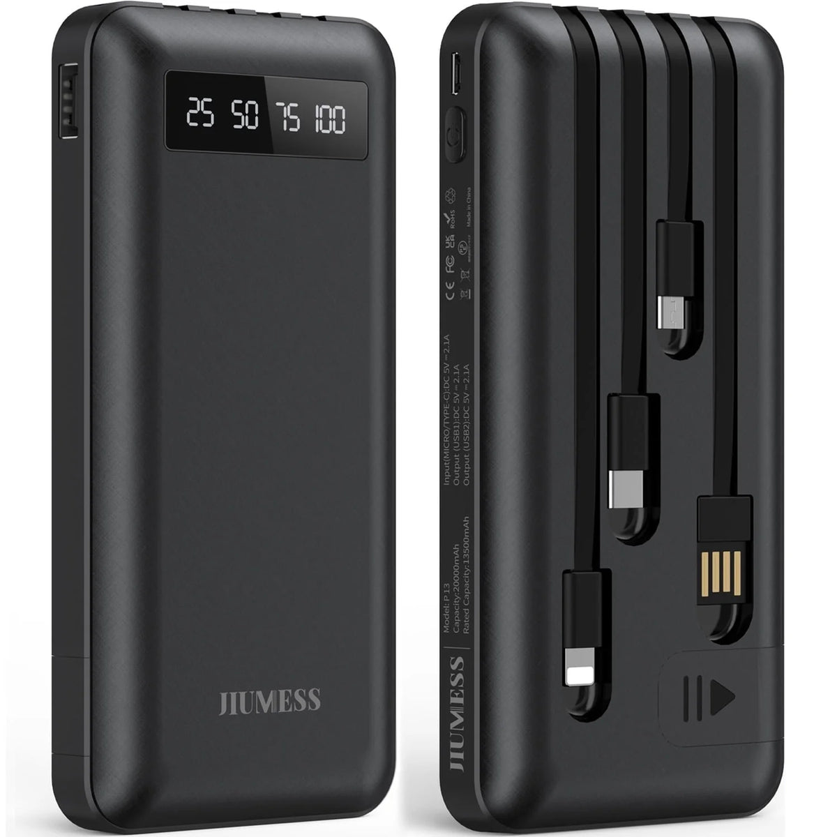  Power Bank Portable Charger with Cables Compatible for iPhone & Android Cell Phone - 20000Mah