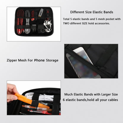 Electronics Organizer Travel Case - Cable Organizer Bag - Black