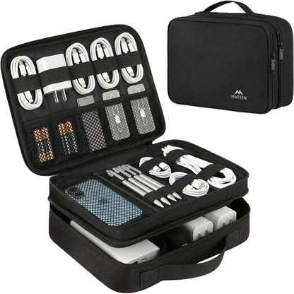 Electronics Organizer Travel Case - Cable Organizer Bag - Black