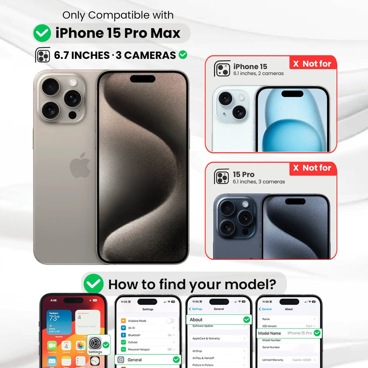 Magnetic Clear Case Compatible with iPhone 15 Pro Max - Flexible Fashion Cover - Black