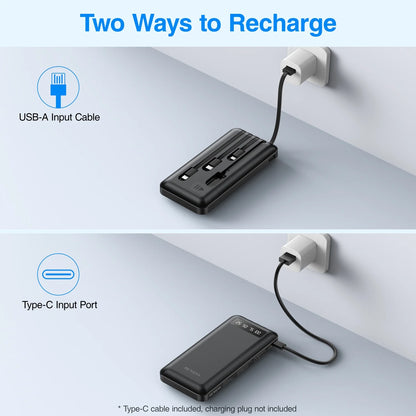  Power Bank Portable Charger with Cables Compatible for iPhone & Android Cell Phone - 20000Mah