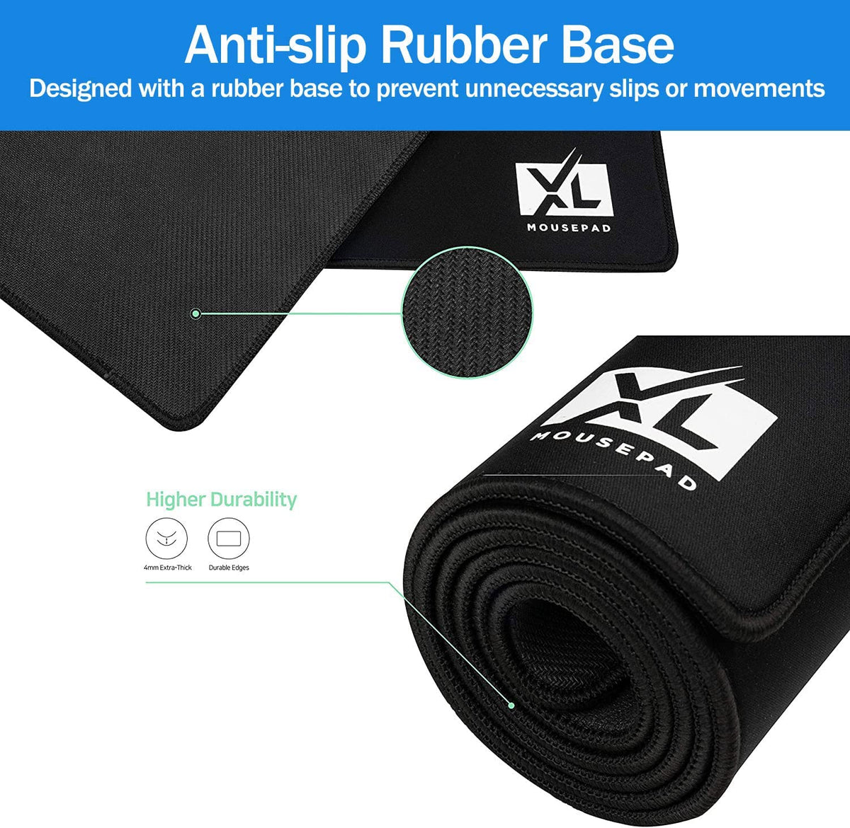XL Huge Mouse Pads - Extra Large Gaming - Mousepad for Full Desk - Super Thick Nonslip Rubber Base and Waterproof Desktop Keyboard Extended Mouse Mat (48''X24'')