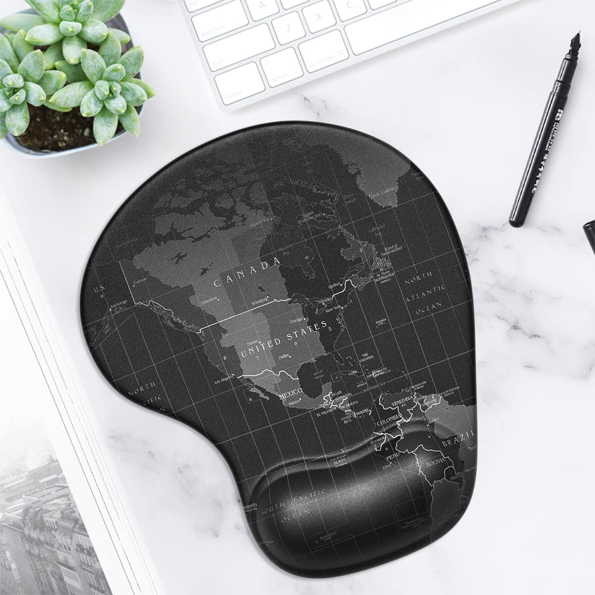 Ergonomic Mouse Pad with Gel Wrist Support - Smooth Surface Non-Slip PU Base Comfortable - Pain Relief - 8.7 X 7.2 Inches