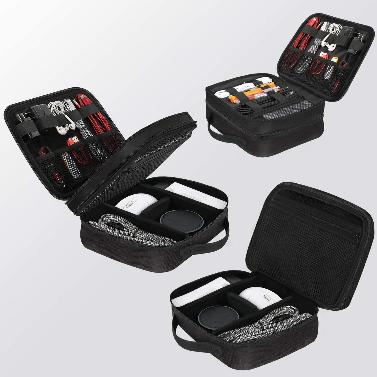Electronics Organizer Travel Case - Cable Organizer Bag - Black