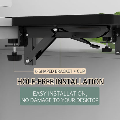  Desk Extension Tray - 30 X 15 Cm - Clamp without Perforation - Foldable Keyboard Drawer Tray - Wrist Rest - Computer Stand 