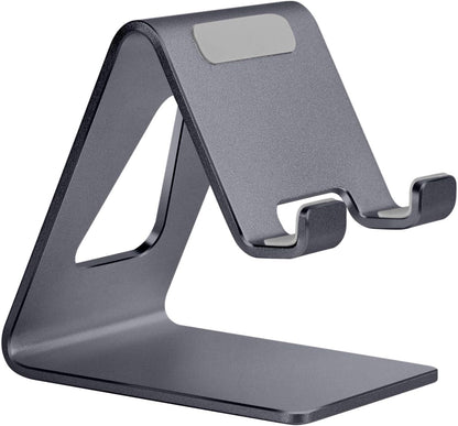 Cell Phone Stand Desk Phone Holder - Aluminum Mobile Phone Dock for iPhone 15/14/13/12/Pro 11 X/Xs Max 8/7/6/6S plus/SE/ 5 Samsung All Smart Phones - Dark Gray