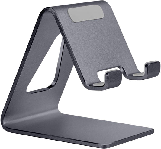 Cell Phone Stand Desk Phone Holder - Aluminum Mobile Phone Dock for iPhone 15/14/13/12/Pro 11 X/Xs Max 8/7/6/6S plus/SE/ 5 Samsung All Smart Phones - Dark Gray