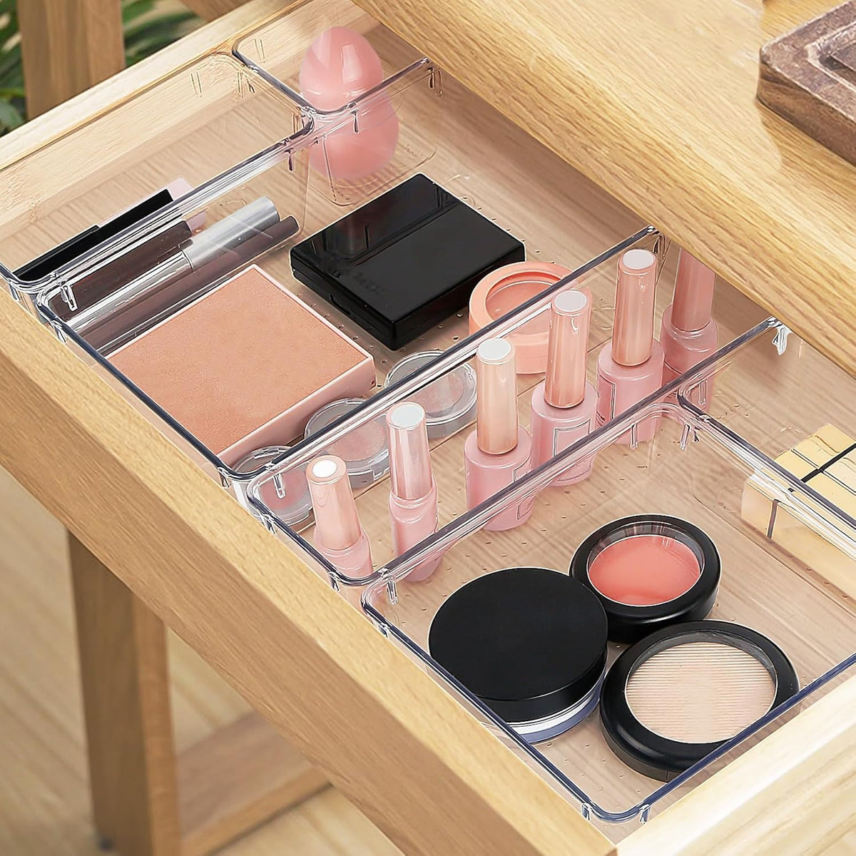 16 Pc. Organizer Set - 5 Size Bathroom and Kitchen Organizer Trays