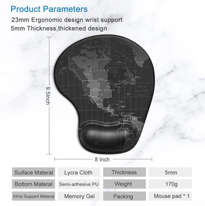 Ergonomic Mouse Pad with Gel Wrist Support - Smooth Surface Non-Slip PU Base Comfortable - Pain Relief - 8.7 X 7.2 Inches