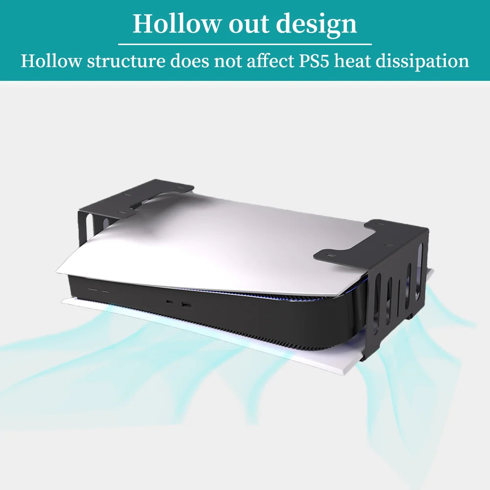 Hidden Desk Holder for Ps5/Pro/Slim Metal Horizontal Stealth Mount Support Compatible with PS5 Disc & Digital Edition Stand