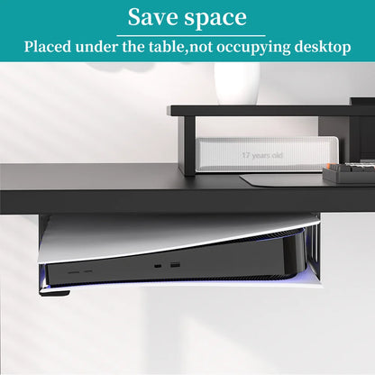 Hidden Desk Holder for Ps5/Pro/Slim Metal Horizontal Stealth Mount Support Compatible with PS5 Disc & Digital Edition Stand