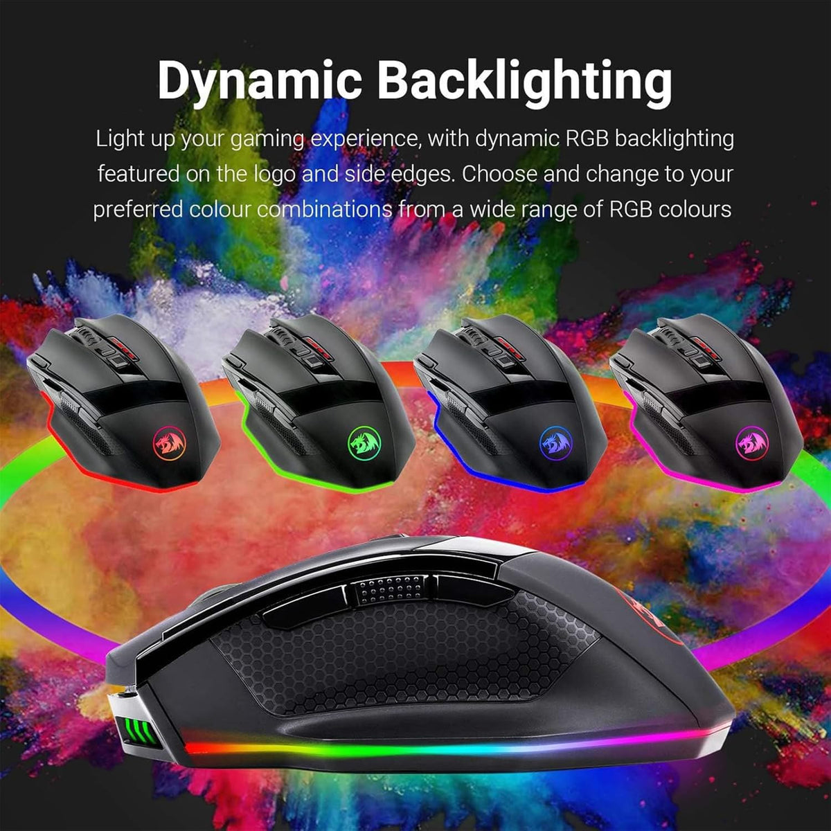 M801 Wireless RGB Gaming Mouse with 9 Programmable Macro Buttons, 16,000 Adjustable DPI, and Rapid Fire Function for Windows PC - Black